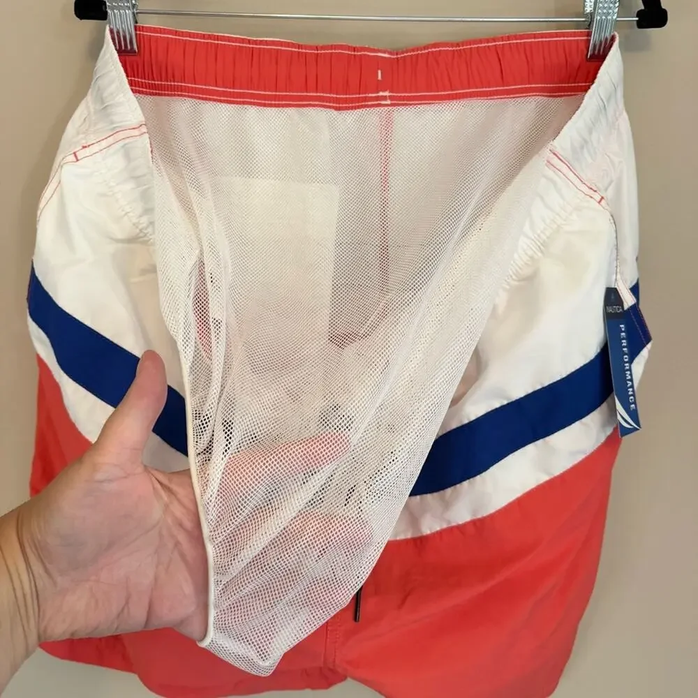 Nautica Men's Colorblock Elastic Waist Quick Dry Swim Trunks Shorts Size XXL‎